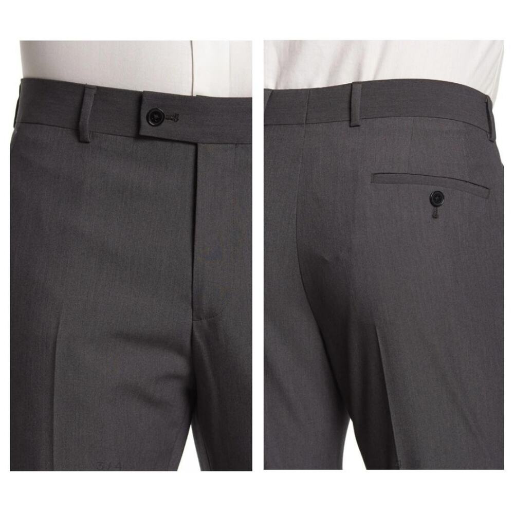 Savile Row Gray Strand Unhemmed Suit Dress Pants 36 Classic Minimal NWT